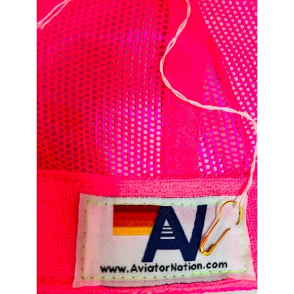 NEW! Aviator Nation‎ Las Vegas Script Trucker Hat Neon Pink OS